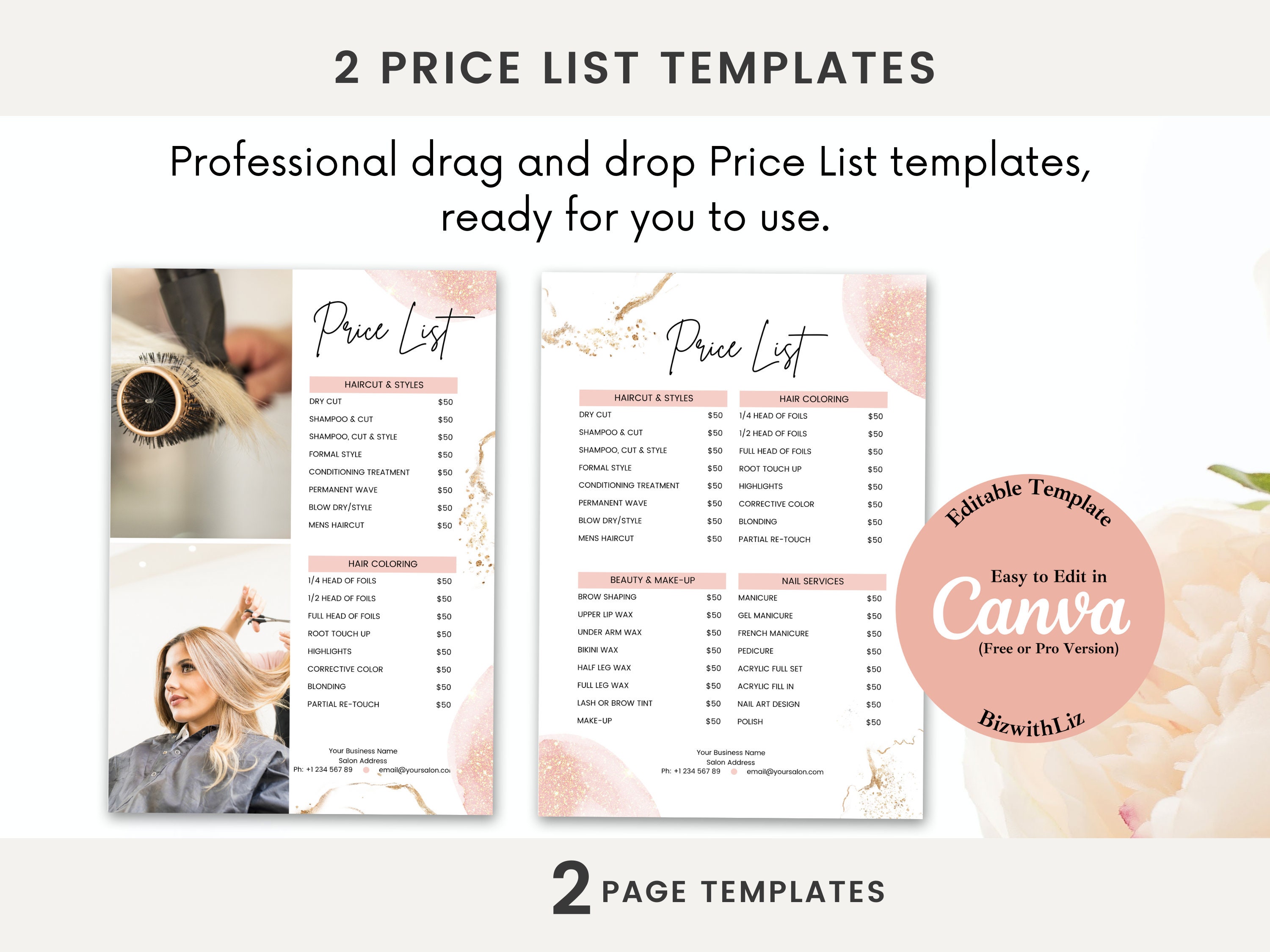 price-list-template-editable-hair-salon-hairdresser-beauty-etsy