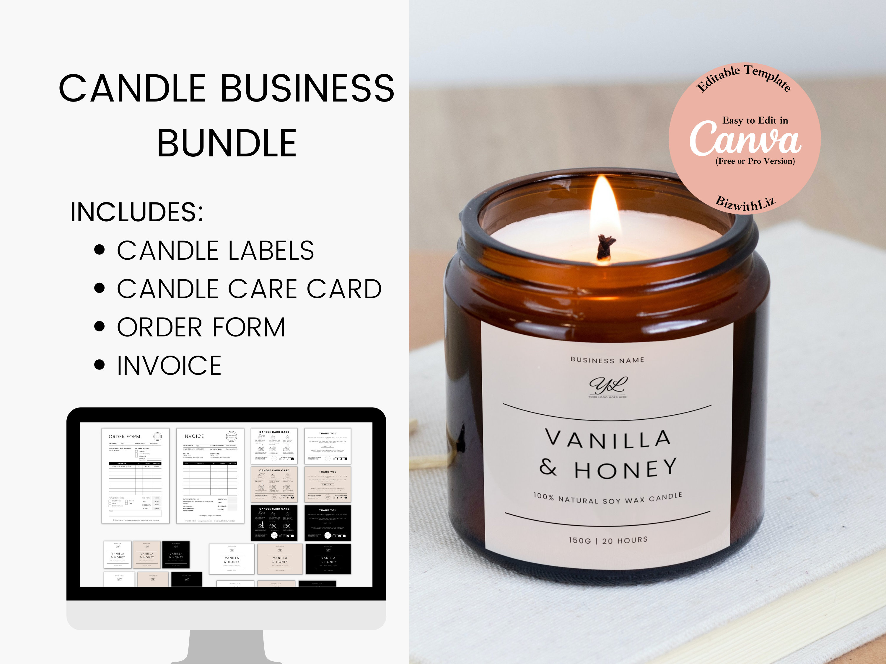 Candle Template Bundle Candle Branding Kit Candle Labels Etsy
