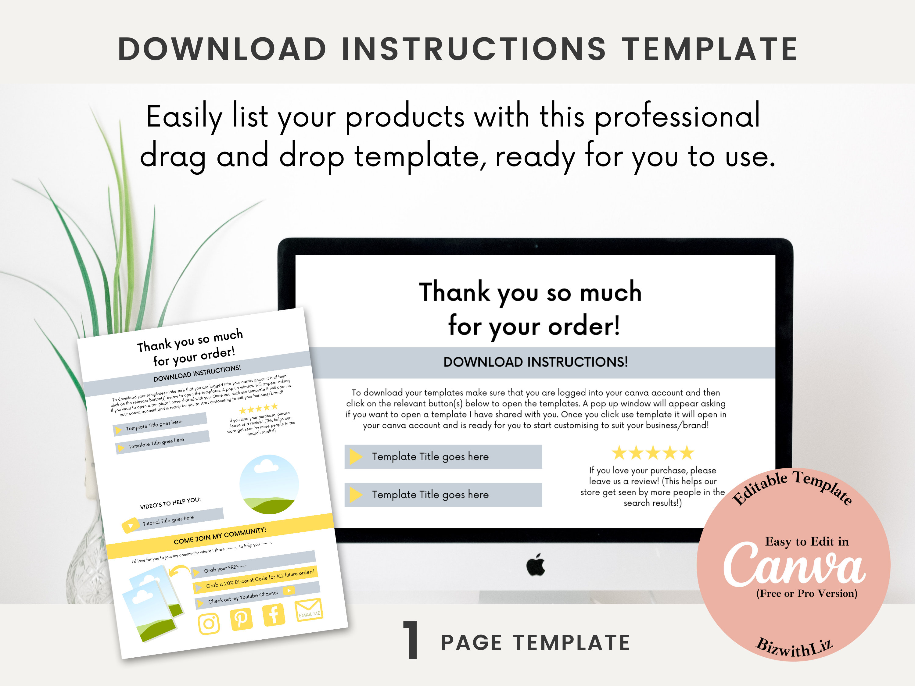 Download Instruction Template for Digital Product Sellers Etsy Canada