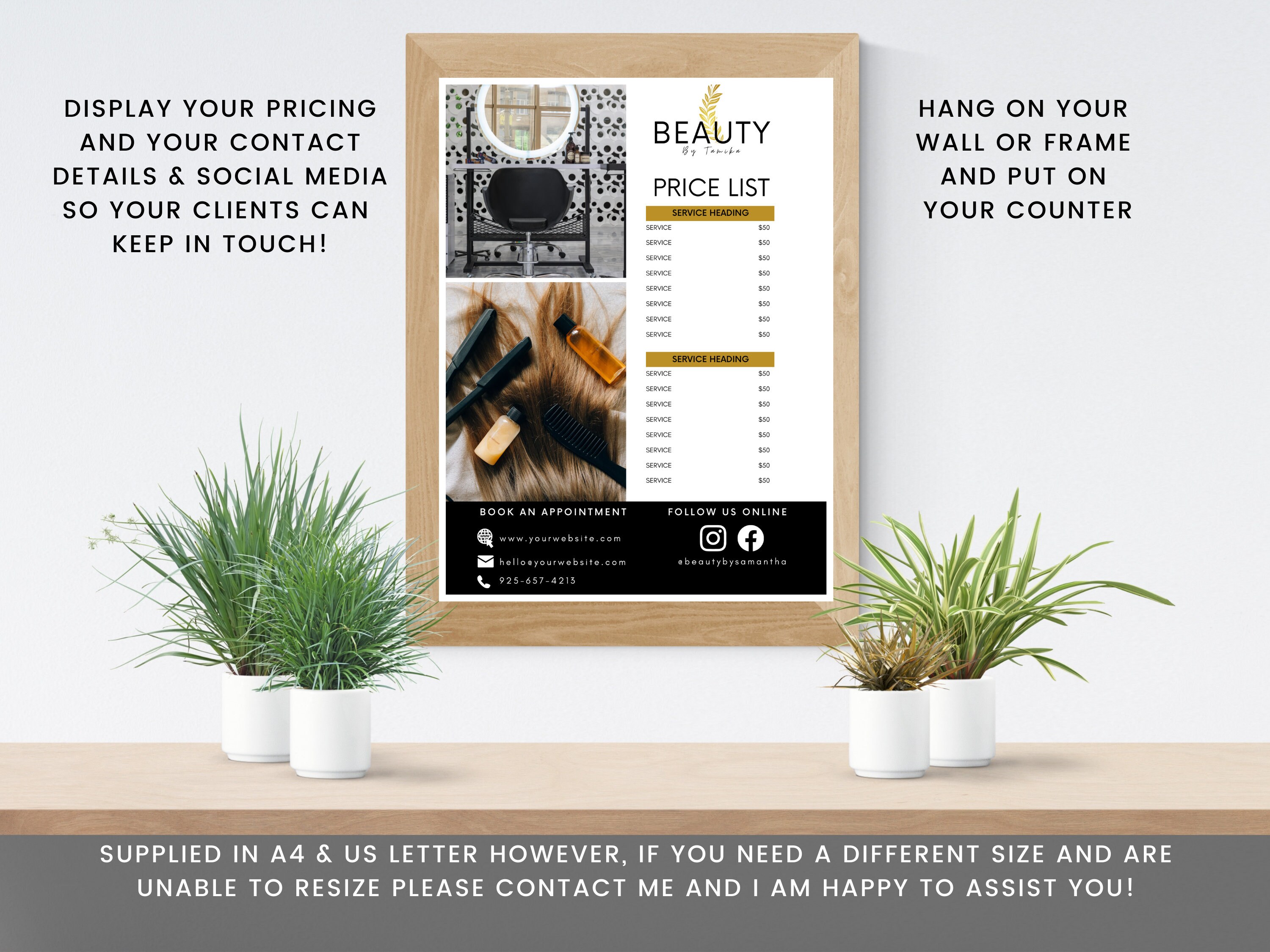 Salon Price List for Wall Price List Template Canva DIY Etsy Australia