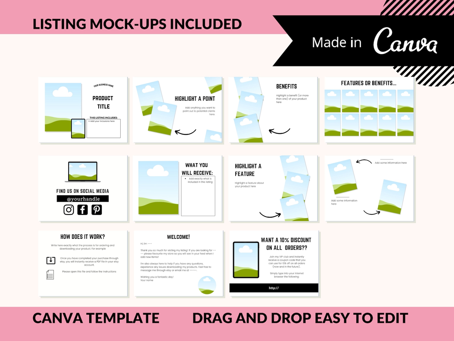 Etsy Listing Mockup Template Pack for selling digital products Etsy