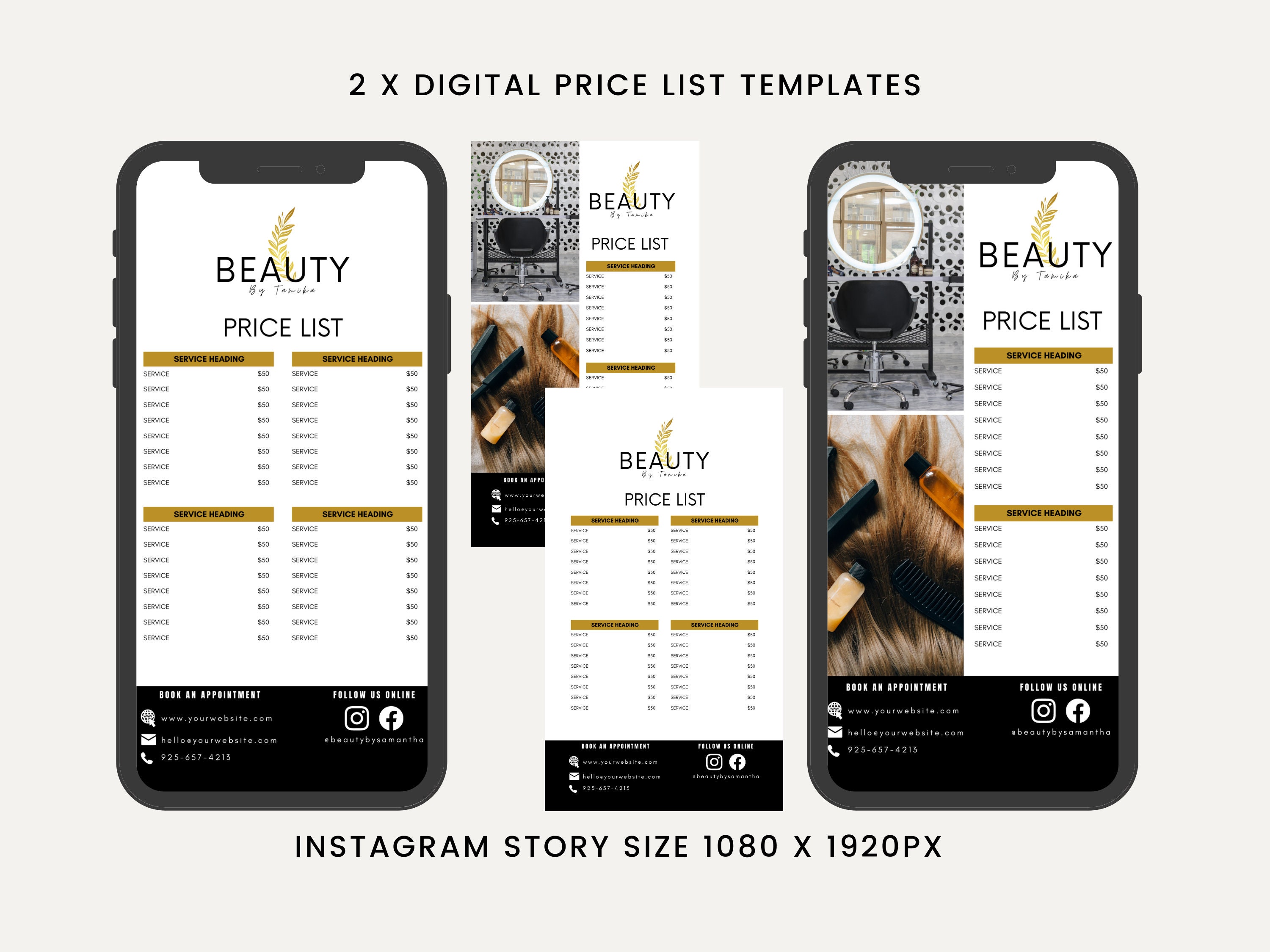 Salon Price List for Wall Price List Template Canva DIY Etsy Australia