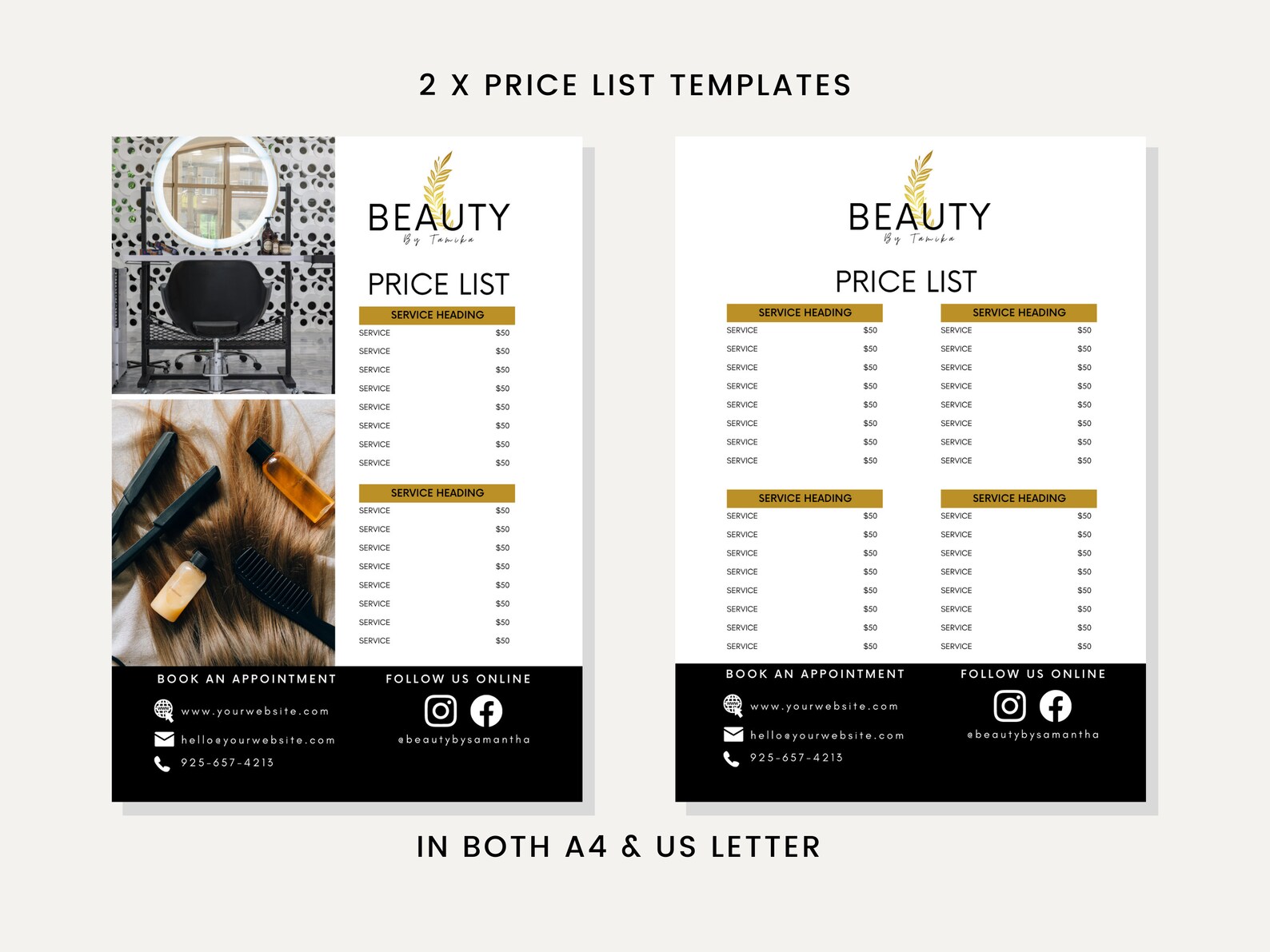 Salon Price List for Wall Price List Template Canva DIY Etsy Australia