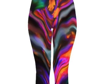 Neon Orange Abstract Leggings, Super Soft Milk Silk Leggings, Colourful Leggings, Yoga Leggings, Festival & Hippie Clothing