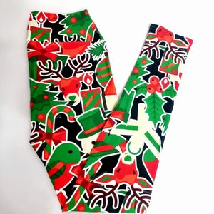 Christmas Vibes Retro Leggings, Super Soft Milk Silk Leggings, Beautiful Christmas Kids & Mum Matching Yoga Leggings