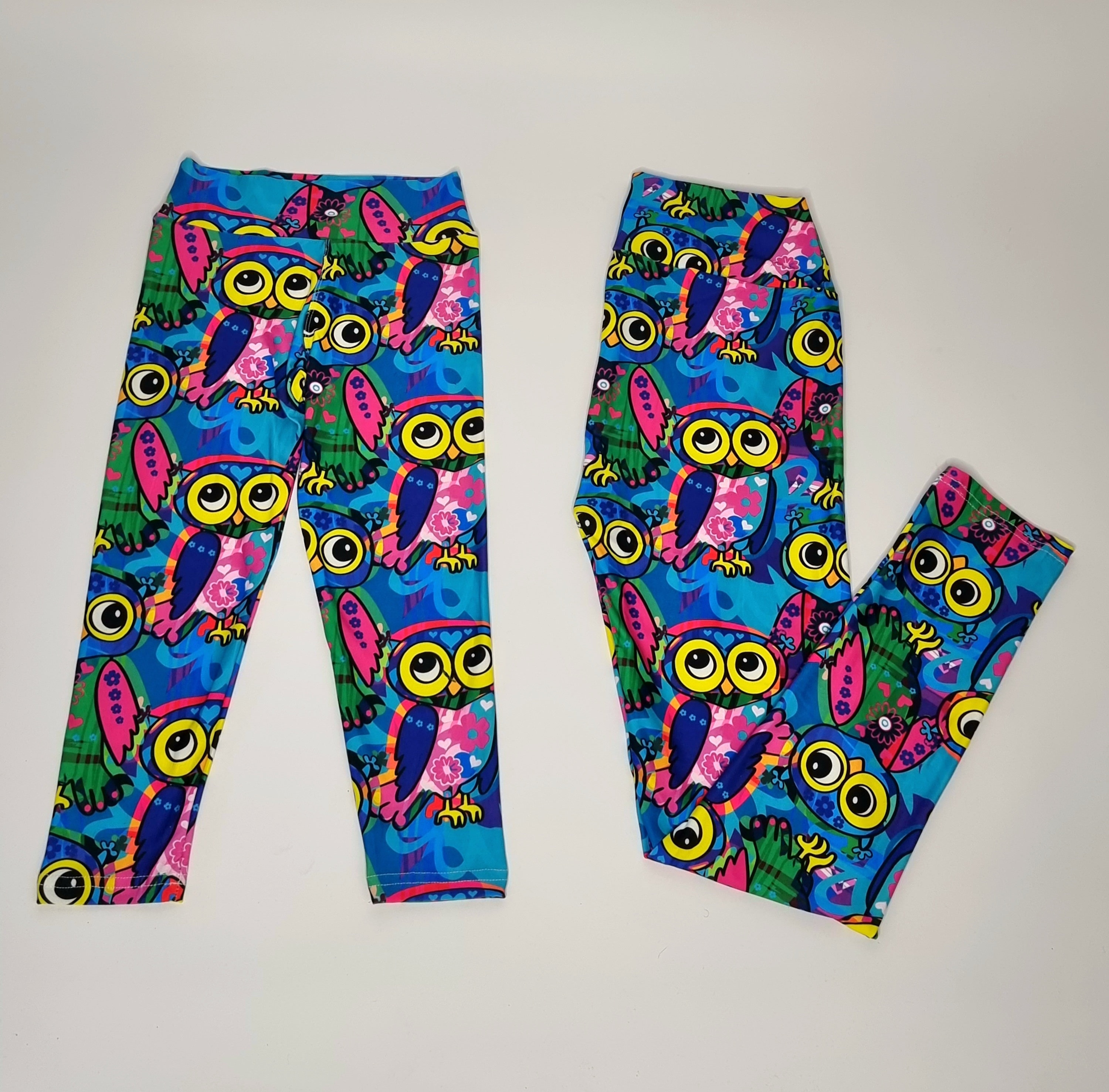 Owl Eyes Leggings: Matching Kids & Mum Yoga Style, Milk Silk