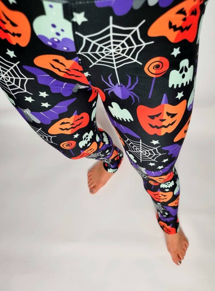 Mexican Skull and Roses Halloween Leggings, Super Soft Milk Silk Leggings,  Beautiful Halloween Kids & Mum Matching Yoga Leggings 