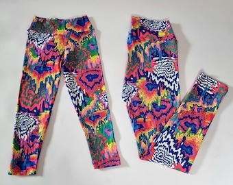 Rainbow Splash Leggings: Matching Kids & Mum Yoga Style
