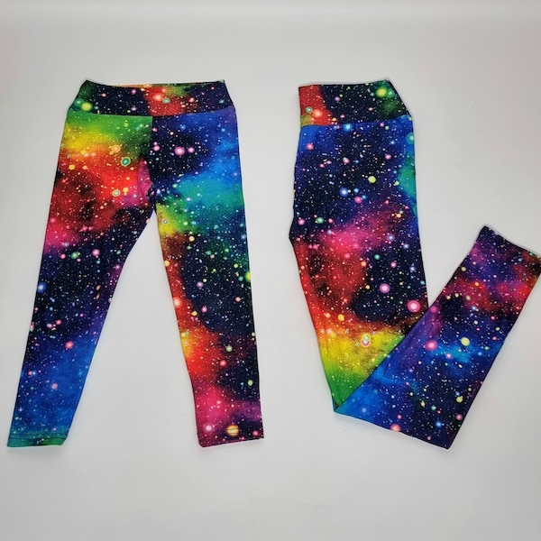 Regenbogen Galaxie Leggings, Kinder & Mama Passende Yoga Leggings, Super Weiche Milch Leggings