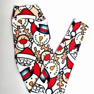 Christmas Leggings: Retro Santa, Reindeer, Snowman - Matching Yoga Leggings