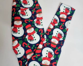 Christmas Snowman Leggings: Matching Milk Silk Yoga Pants