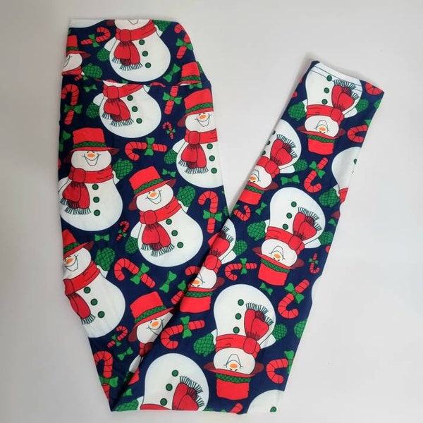 Christmas Snowman Leggings, Super Soft Milk Silk Leggings, Beautiful Christmas Kids & Mum Matching Yoga Leggings