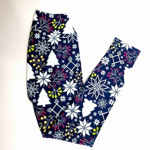 Christmas Winter Leggings, Super Soft Milk Silk Leggings, Beautiful Christmas Kids & Mum Matching Yoga Leggings image 1