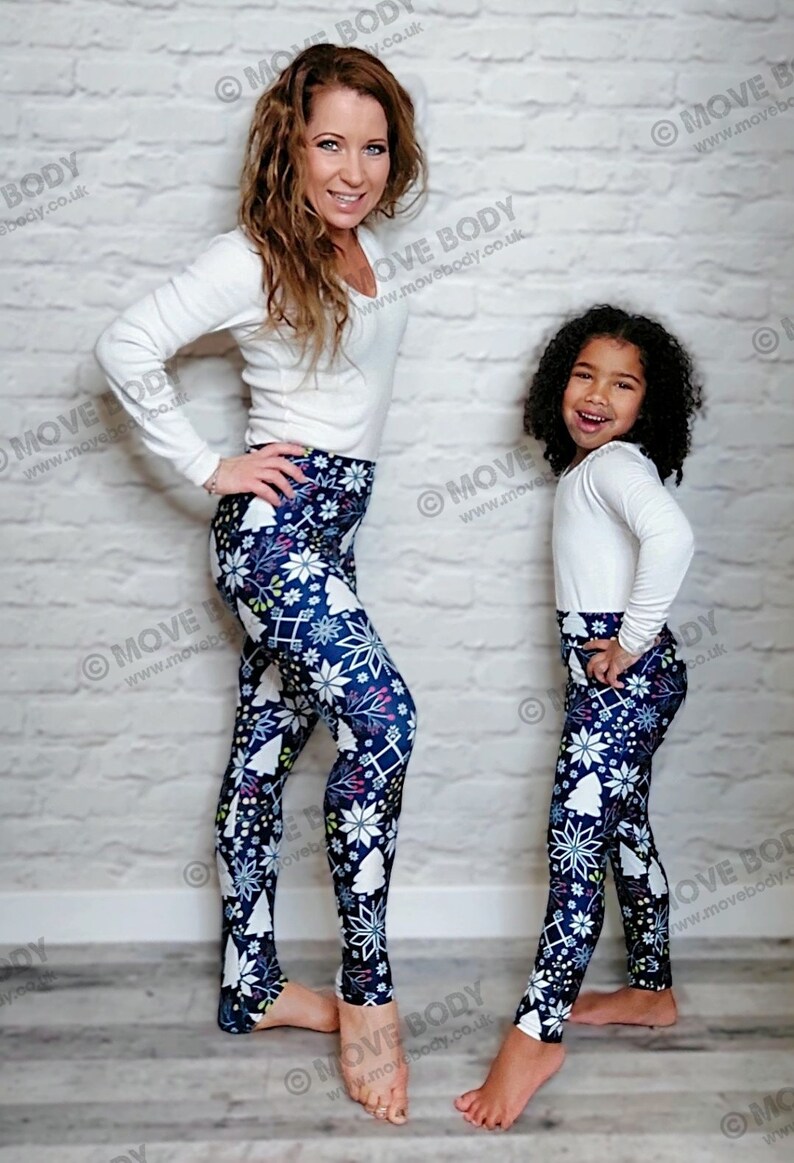 Christmas Winter Leggings, Super Soft Milk Silk Leggings, Beautiful Christmas Kids & Mum Matching Yoga Leggings image 9