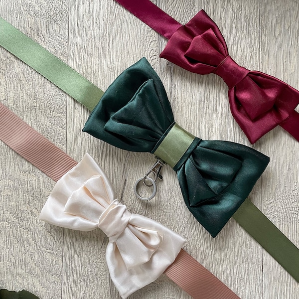 Dog wedding bow tie | Satin | Ring bearer clip | Best Dog | Dog of Honour | Flower girl | Wedding day | Wedding dog collar|