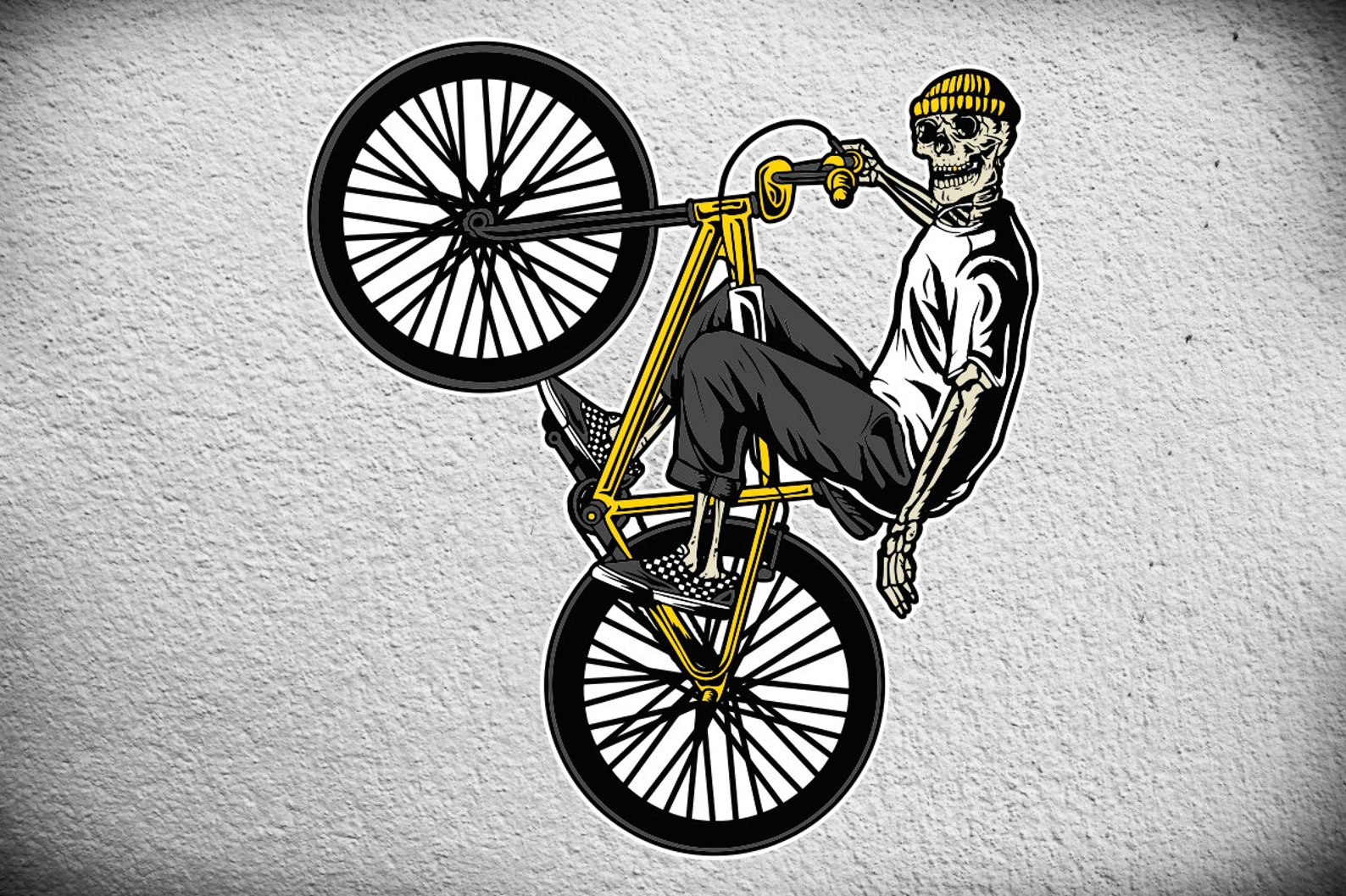 Skeleton BMX Bike Cycling Wall Sticker Vinyl Decal Mural Art Etsy