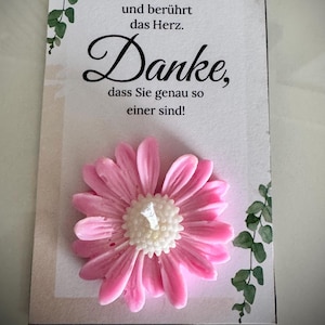 Lehrergeschenk – Blumenkerze mit Dankeskarte – Handgemachte Sojawachskerze – Geschenk zum Schuljahresende