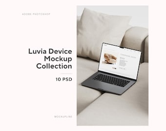 Luviaデバイスモックアップコレクション：MacBook、iPhone 16 Pro、iPad（PSD）