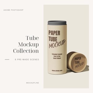 Mockup tuby papierowej 6 Psd, Mockup tuby, Mockup opakowania tuby, Mockup opakowania tuby papierowej