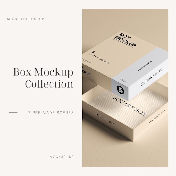 Square Box Mockup 7 Psd, Mailing Box Mockup, Shipping Box Mockup, Box Packaging Mockup, Mailer Box Mockup, Packaging Box Mockup