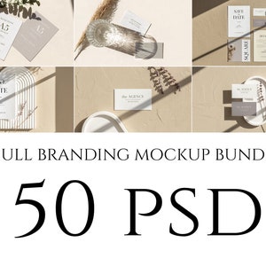 50 Photoshop Mockup Templates: A4, A5, Business Card, 13x18 (Digital Download)