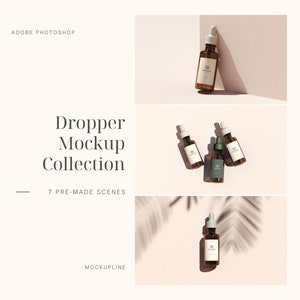 Dropper Bottle Mockup Collection: Cosmetic Packaging Mockup (Digital Product)