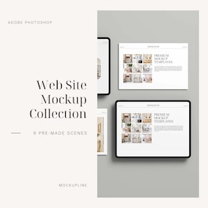 Minimalist iPad Website Mockup Bundle: 9 Photoshop Templates (Digital Download)