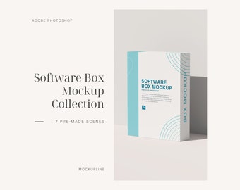 Software Box Mockup: Tall Product Box, 7 Photoshop Scenes (Digital Download)