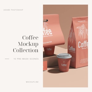 Maquete de embalagem de café 10 Psd, maquete de embalagem de café, maquete de bolsa, modelo de maquete de copo de papel, modelo de maquete de embalagem, Bella Canvas
