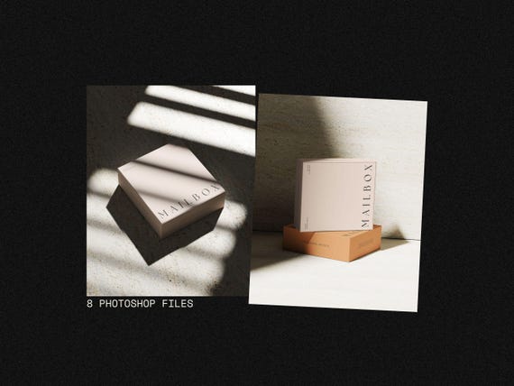 Mailing Box Mockup Bundle: Square & Cardboard Packaging (PSD Digital Download)