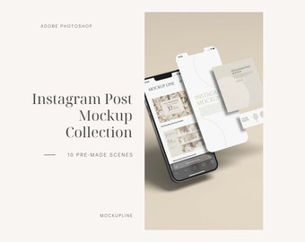 Instagram Post & Story Mockup: iPhone 13 Templates (Digital Download)