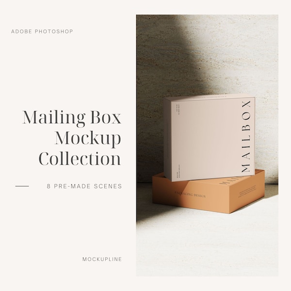 Mailing Box Packaging Mockups, Shipping Box Mockup, Cardboard Box Mockup, Square Box Mockup, Box Mockup, Mockup Bundle