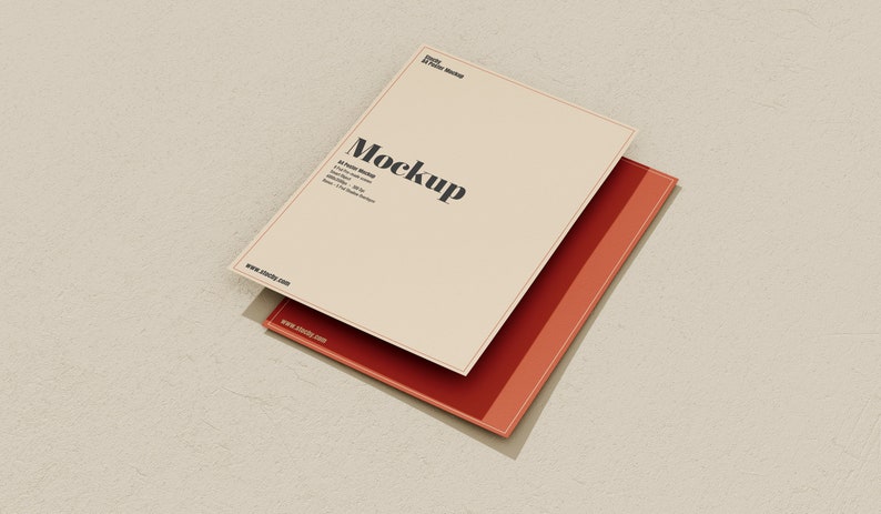 May include: A mockup of a beige card with the word "Mockup" in black text. The card is stacked on top of a red card with a white border.