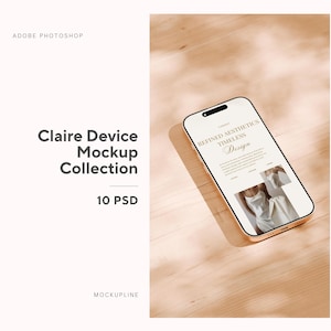 Claire Device Mockup Collection, Macbook Mockup, iPad Mockup, iPhone Mockup, Instagram Mockup, Website Mockup, Multi Device Mockup