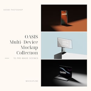 Oasis Multi-Device Mockup Collection, Macbook Mockup, iPad Mockup, iPhone Mockup, Instagram Mockup, Branding Mockup, Multi Device Mockup