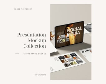Pacote de mockups de apresentação mínima: cenas de site e iPad (PSD)