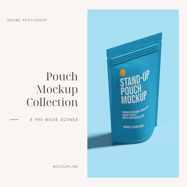 Pouch Bag Mockup 7 Psd, Standing Pouch Mockup, Stand-up Pouch Bag Mockup, Zipped Pouch Bag Mockup