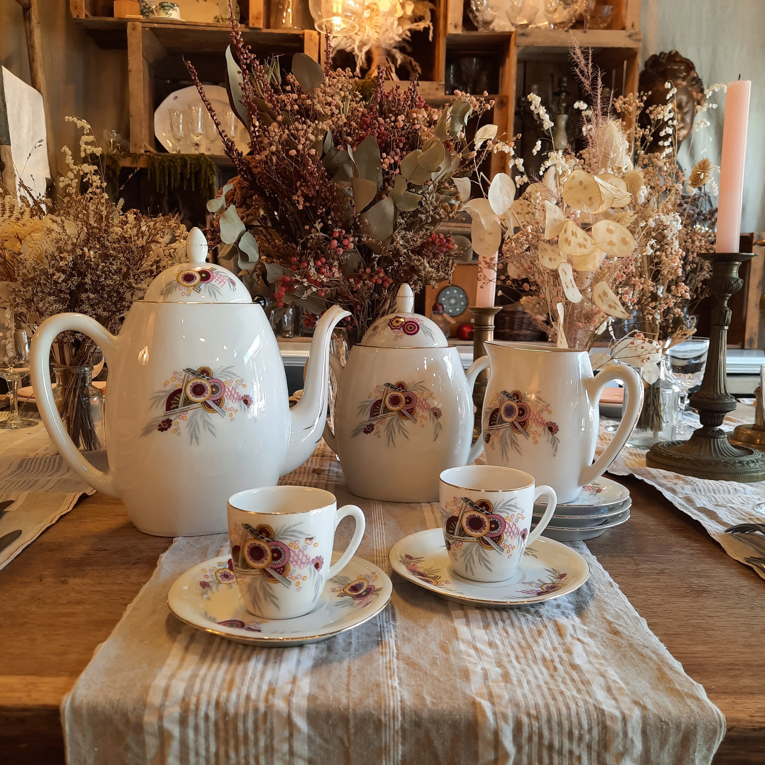 Service à Thé/Café Motif Exotique, Vers 1960