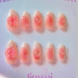 Kawaii pink blush press on nails