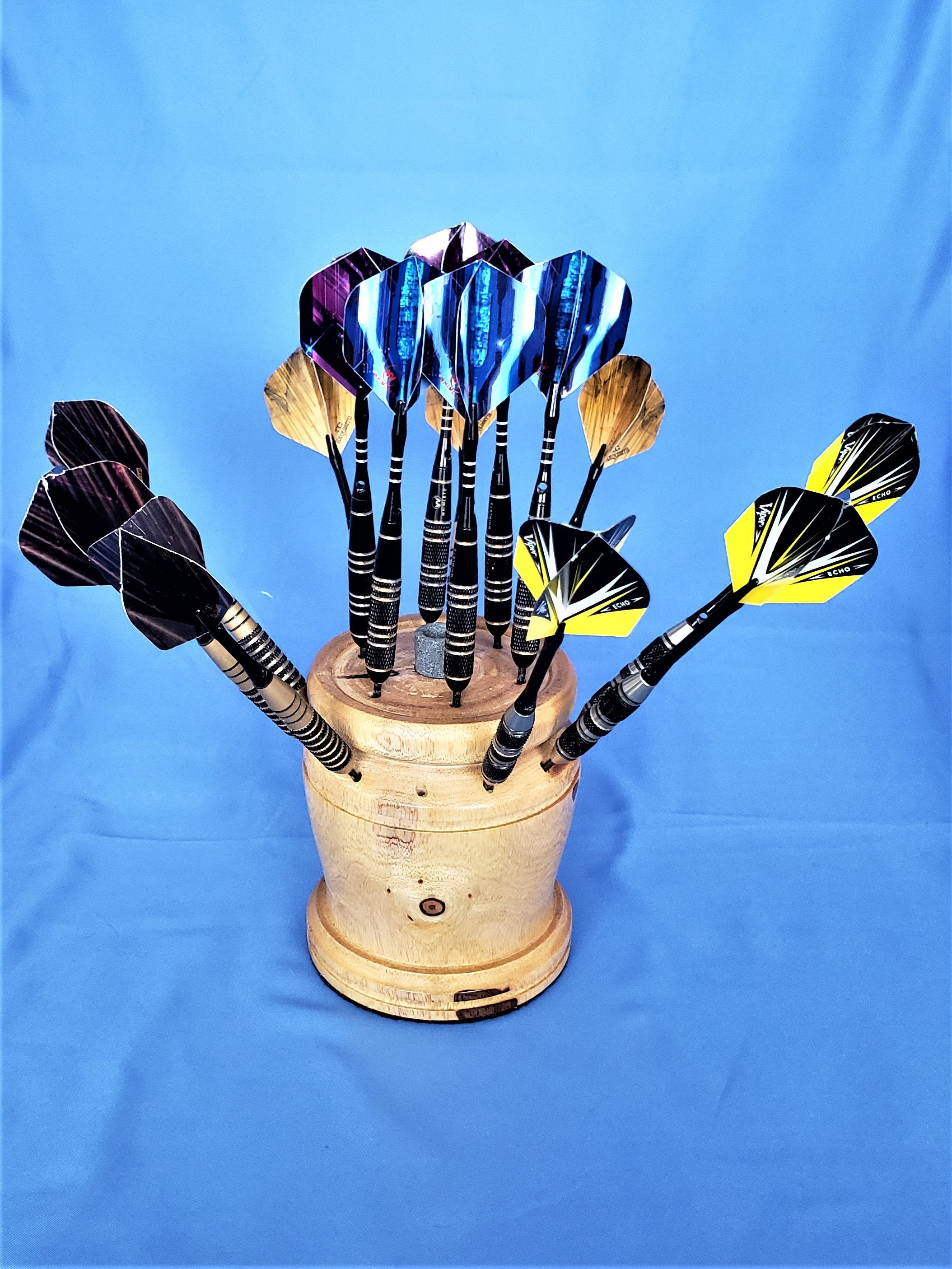 Handmade Dart Stand in Light Wood, Dart Holder, Dart Vase, Circular