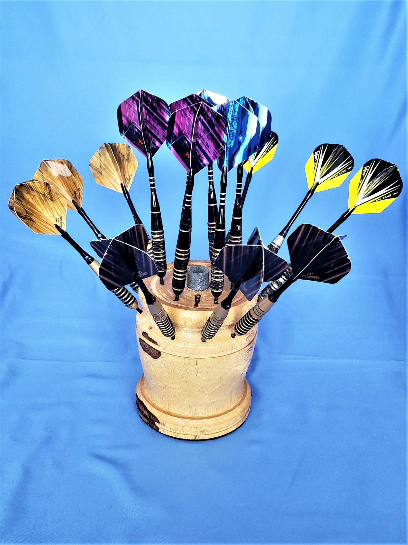 Handmade Dart Stand in Light Wood, Dart Holder, Dart Vase, Circular