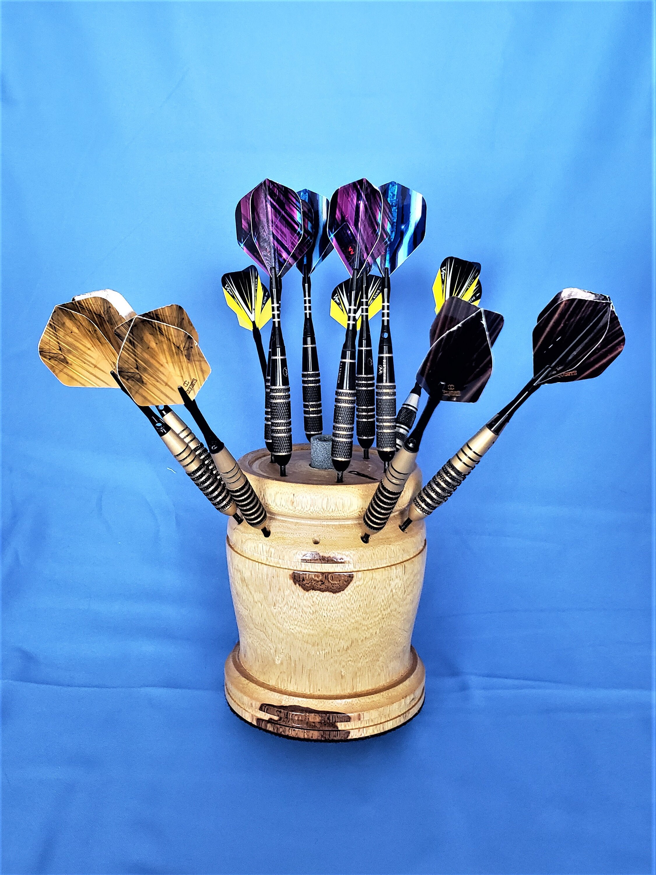 Handmade Dart Stand in Light Wood, Dart Holder, Dart Vase, Circular