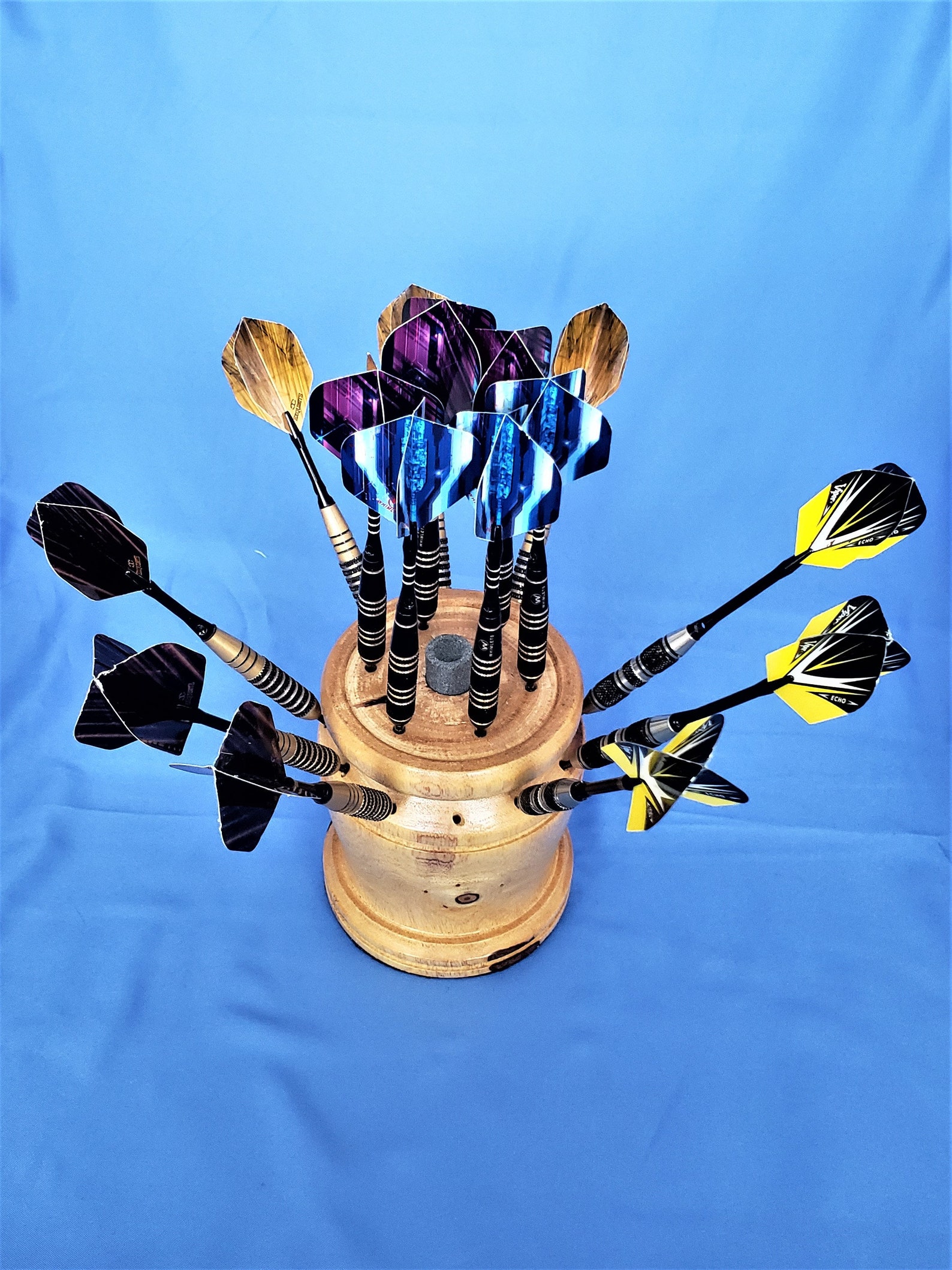 Handmade Dart Stand in Light Wood, Dart Holder, Dart Vase, Circular