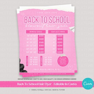 Back To School Flyer | DIY Canva Template | Beauty Social Media Template | Editable Canva Template | Hair Flyer