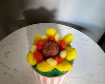 Sunflower- Needle Felted Desk Ornament