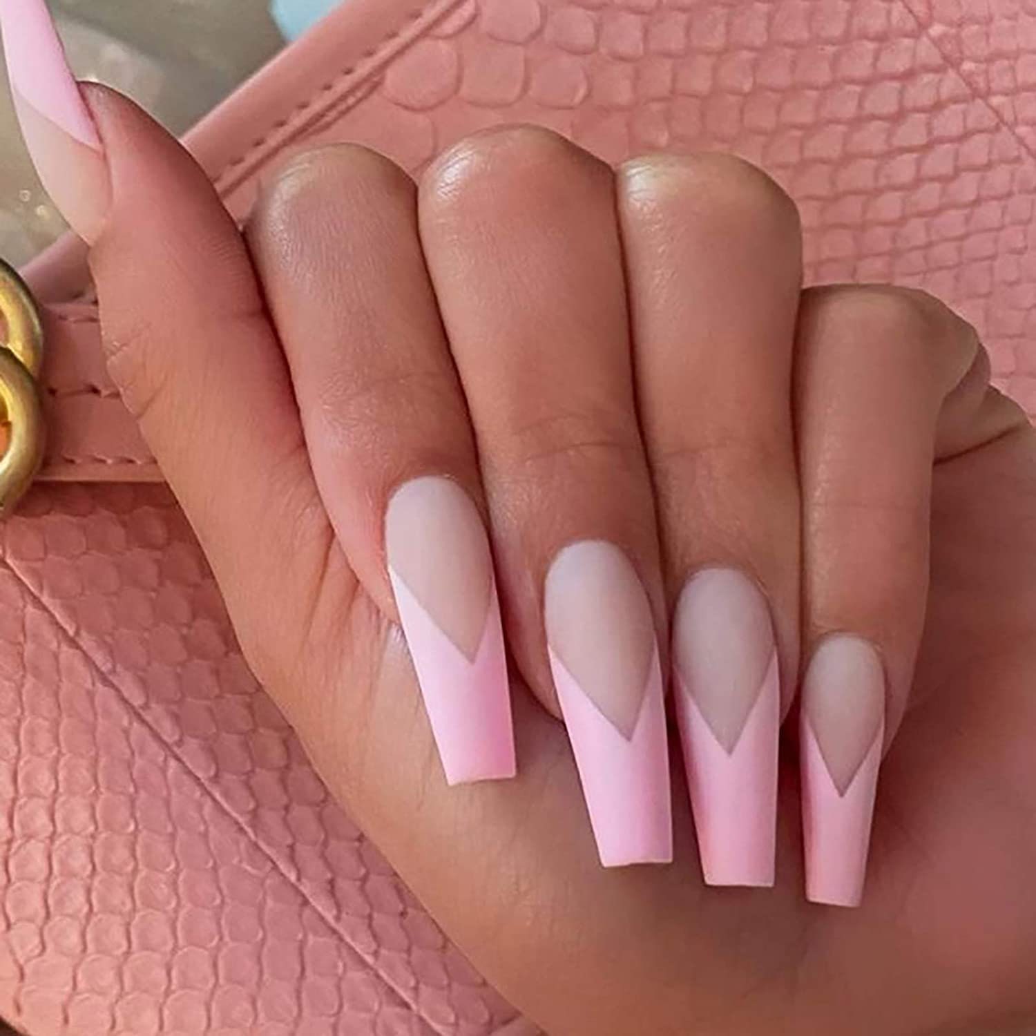 24 Pcs Matte Press On Nails Coffin With Glue Extra Long Matte Etsy