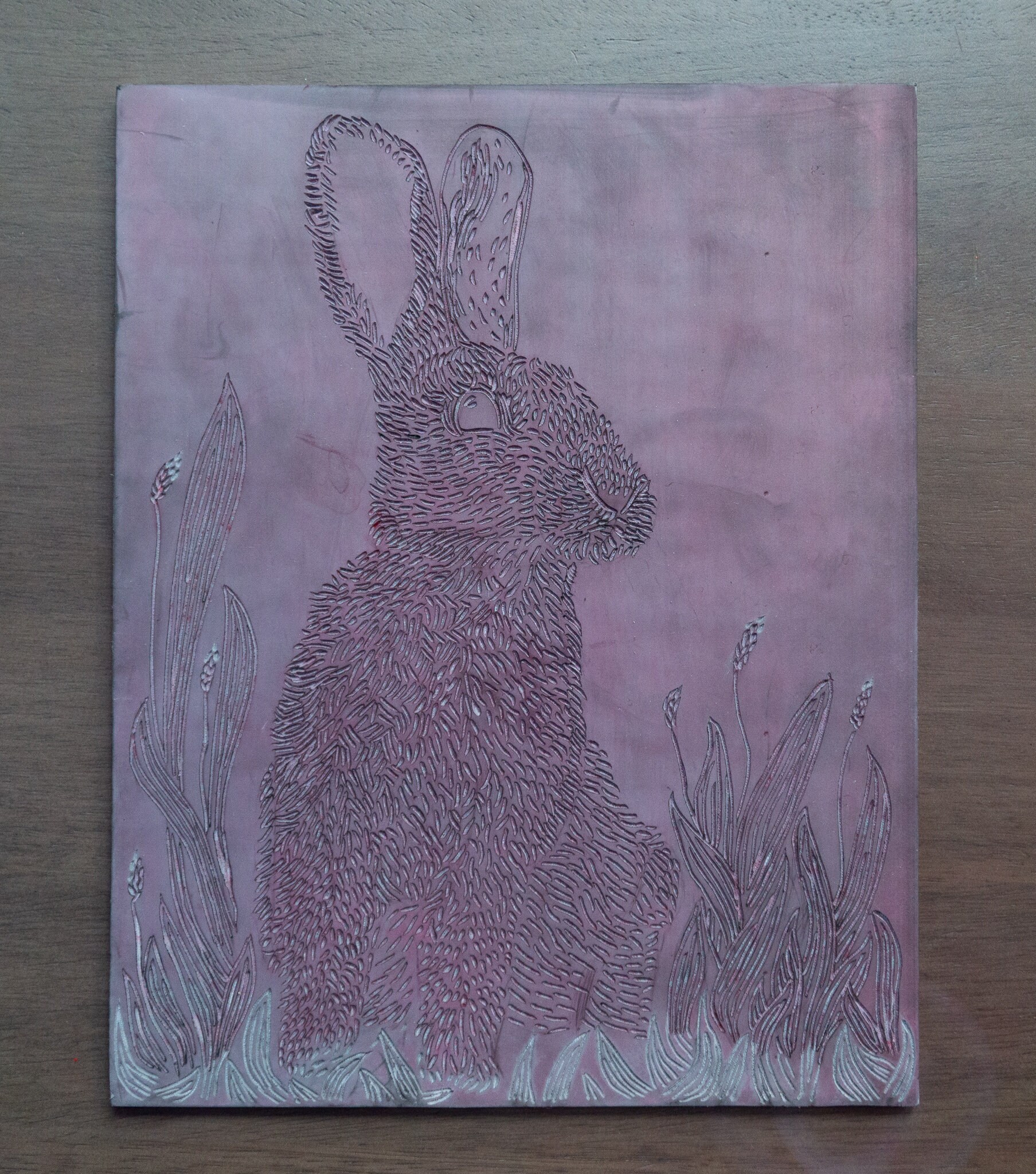 Bunny Linocut Print - Etsy