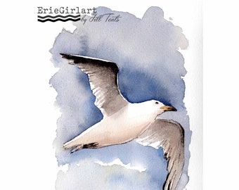 Seagull painting | Seabird watercolor painting | coastal painting | coastal art | seagull