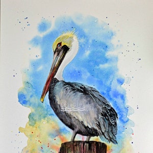 Pelican Art | Pelican Watercolor Painting | Pelican Print | Florida Art | Key West Art | Tropical Art