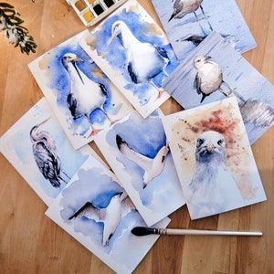 Watercolor Cards | Watercolor Birds | Blank Greeting Cards | Note Cards | Nautical watercolor blank cards with envelopes